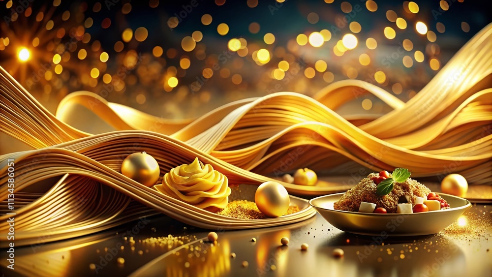 Poster abstract gold wave lines background - dynamic modern gradient wavy patterns for futuristic technolog