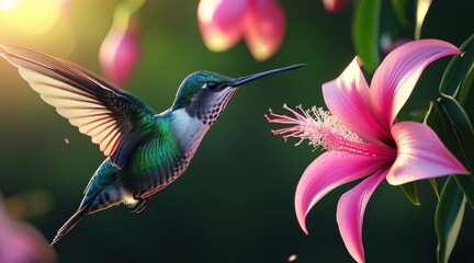 Fototapeta premium Hummingbird and Exotic Flower