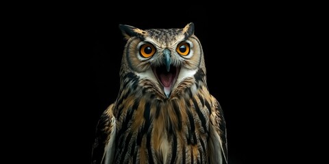 Obraz premium Majestic owl with wide open beak
