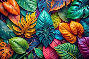 Abstract Hand-Drawn Tropical Leaves Collection for Modern Summer Botanical Aesthetic