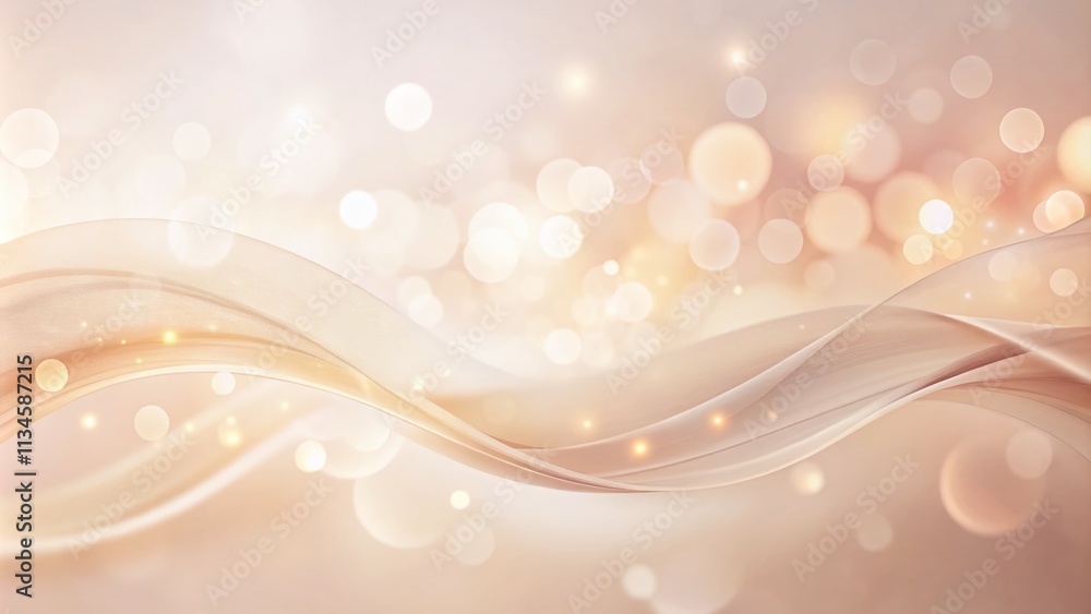 Poster abstract light peach waves on white background with bokeh effect for modern decor and artistic backg