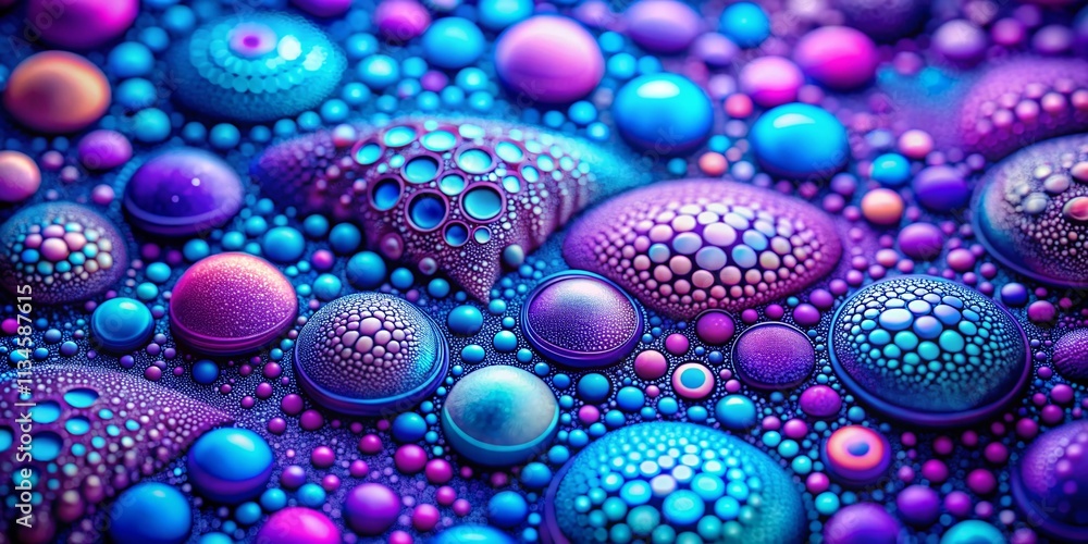Poster abstract macro photography of a purple and blue dotted pattern in a unique design capturing the esse