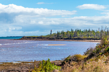 A view over the bay at the southern end of the Confederation bridge, Prince Edward Island, Canada...