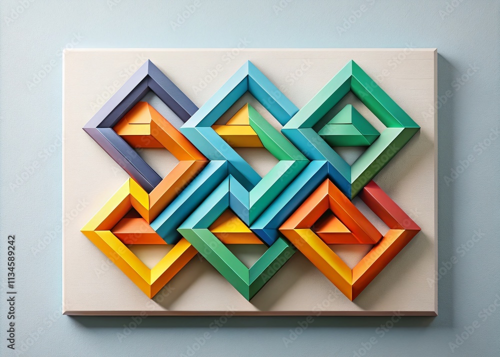 Poster abstract penrose optical illusions: impossible geometric shapes and infinite structures on a white b