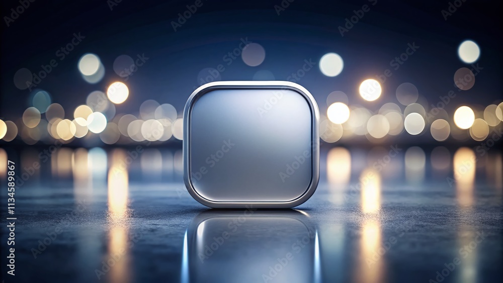 Poster abstract rounded square with white and gray gradient background in night photography, showcasing a m