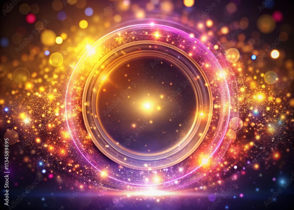 Poster abstract ring background with luminous swirling sparkle and glowing spiral shine round frame tunnel 
