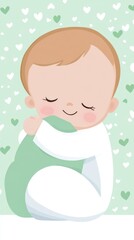Sweetly Embracing a Cozy Blanket, This Vector Baby Birth Announcement Celebrates New Beginnings