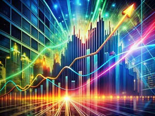 Abstract Stock Market Illustration Depicting Growth and Success Through Long Exposure Techniques, Capturing the Dynamic Energy of Financial Trends and Progression in a Vivid and Colorful Way