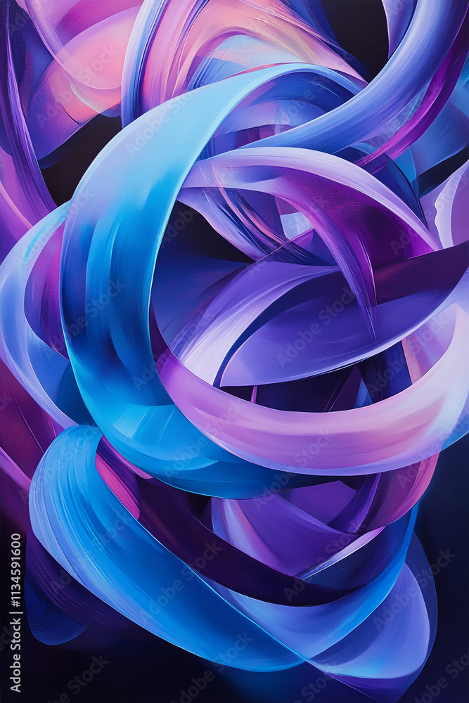 Poster Abstract swirls of blue and purple colors create a dynamic visual experience of movement and energy