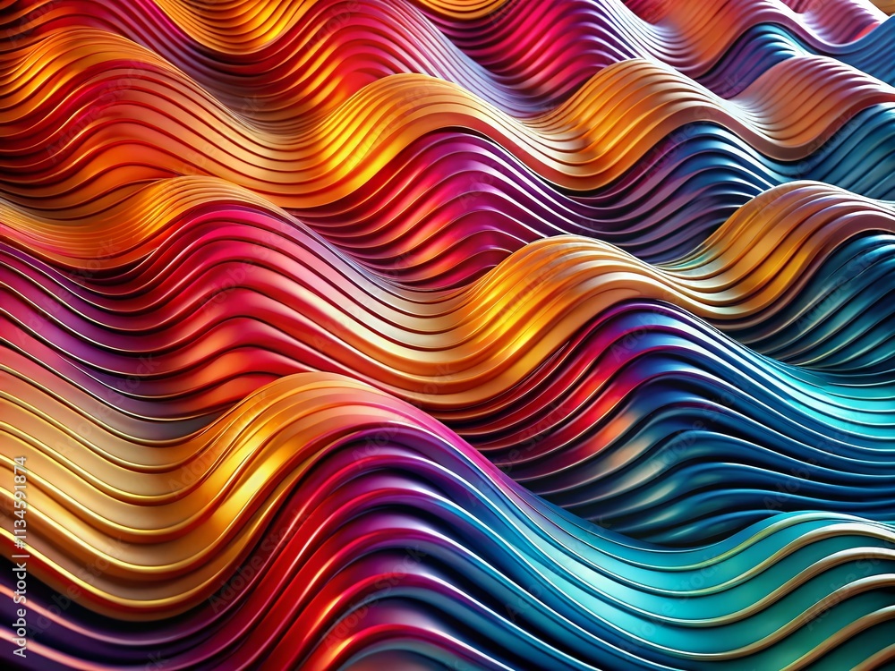 Poster abstract wavy line pattern on a non-smooth surface for creative design inspiration with vibrant colo