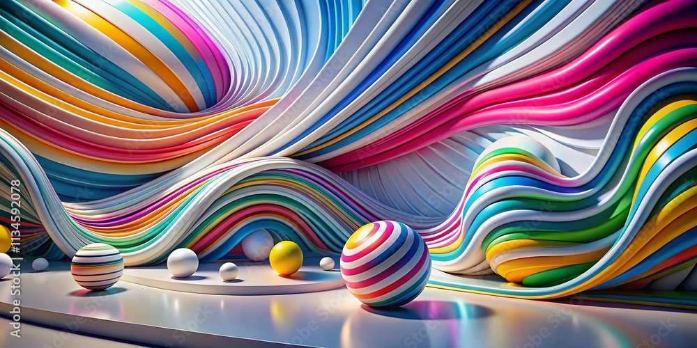 Aufkleber abstract white background with dynamic stripes and lines creating a 3d illustration of fluid movemen