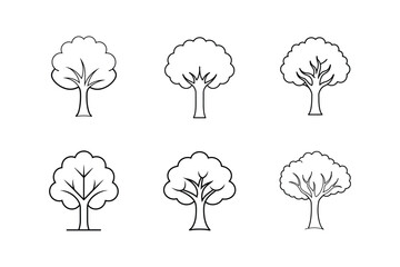  tree icon line art vector illustration