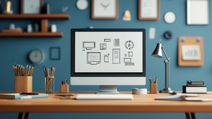 Innovative digital marketing tools in a creative workspace environment