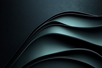 Fototapeta premium Mesmerizing Abstract Dark Wavy Shapes Background with Smooth Flowing Curves and Gradients in Monochrome Palette