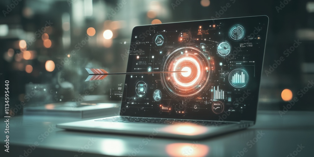 Aufkleber a modern laptop features interactive digital interfaces tailored for personal goals and selfdevelopm