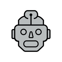 Simple robot head. Robot vector illustration representing AI, robotics, and technology.