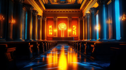 Obraz premium Exploring the ethics of artificial intelligence and bias in architectural spaces virtual reality modern design interior