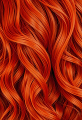 Close-up of flowing, vibrant, and wavy red hair. The texture and color highlight the beauty and richness of natural hair, flat papercut style, with white tones