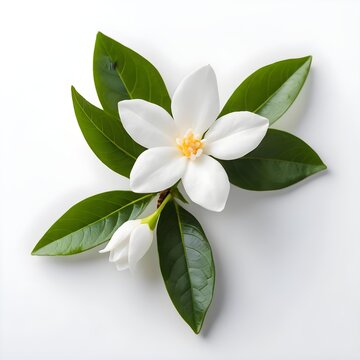 White flower of jasmine on white background 3d illustration