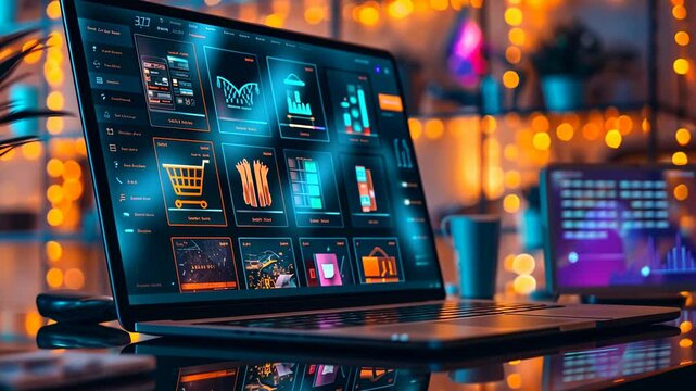 Futuristic shopping interface allowing selection from both real and digital stores