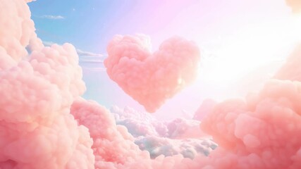 Dreamy pink clouds in serene sky create heartwarming atmosphere of digital art and love. - Powered by Adobe