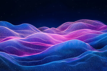 Fototapeta premium Abstract design with swirling smoke, light waves, and fractal patterns in black, blue, and purple