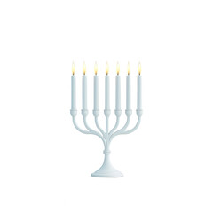 Fototapeta premium A beautiful menorah illuminated with candles, symbolizing hope and tradition., isolated on a transparent background.