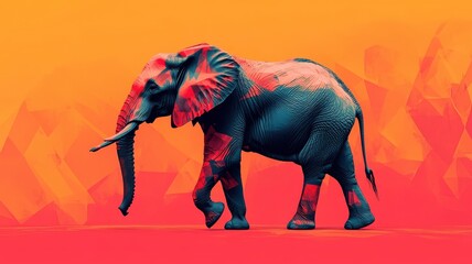 Fototapeta premium Stylized elephant, modern aesthetics with sharp lines, contrasting colors, and a unique artistic perspective.