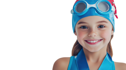 Girl Dressed as a Swimmer Celebrating Victory with a Medal in a Fun and Inspiring Illustration Suitable for Sports-Themed Projects.