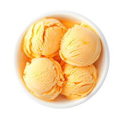 Creamy Yellow Ice Cream Scoops In Bowl