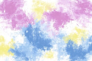 Fototapeta premium Vibrant Abstract Painting with Fluid Brush Strokes in Calming Blue Yellow and Pink Hues