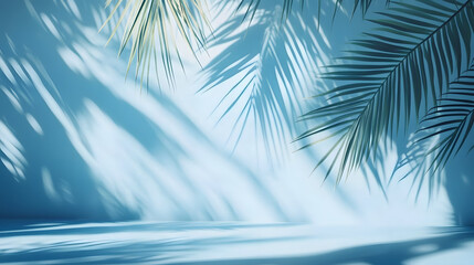 Tranquil Blue Background with Palm Shadows