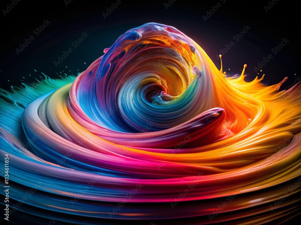 Poster a dynamic swirl of color on a dark background capturing the essence of minimalist photography with v