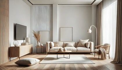 Neutral Modern Living Room: Bright, Minimalist Design