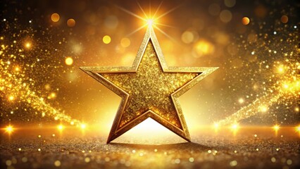 Star with glittering effect in yellow golden color on background, star, glitter, yellow, golden,sparkles, shiny, celestial