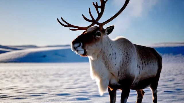 rangifer tarandus in the snow