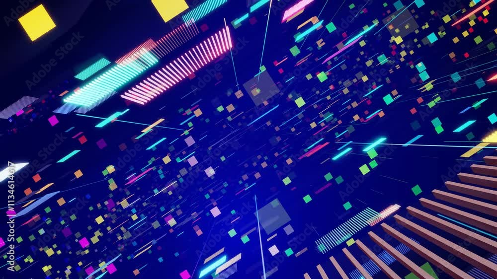 Poster digital odyssey: a hypnotic journey through a neon tunnel - embark on a captivating visual adventure