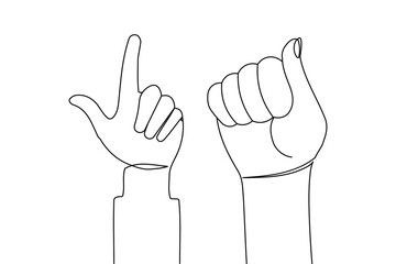 One continuous line drawing of palm of hand and human arm in isolate outline simple vector icon
