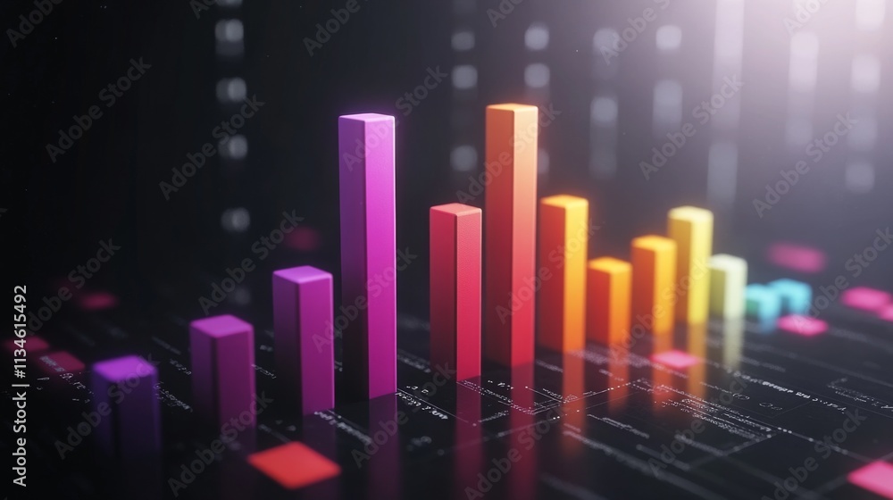 Poster vibrant 3d bar graph representing data analysis and growth insights