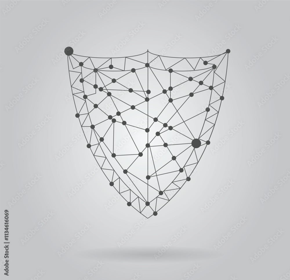 Poster futuristic abstract mesh shield. graphic design elements and resources concept vector art