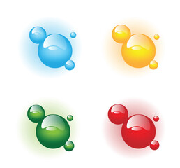 Realistic Bubble Like Molecules Isolated on White Different Colors. Science health care and medicine, macro world concept vector