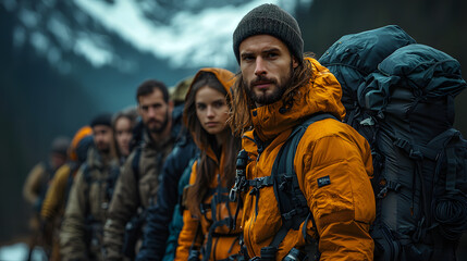 Fototapeta premium people, woman, winter, love, family, two, men, outdoors, smiling, autumn, fun, together, park, nature, happiness, outdoor, smile, friends, friendship, fashion, person, snow, togetherness, child