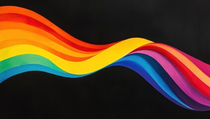 Rainbow ribbon on black.