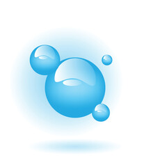 Water Bubbles Realistic Isolated on White. Natural phenomenon and simple molecular structure elements vector art