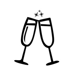 champagne bottle and glasses drinks icon