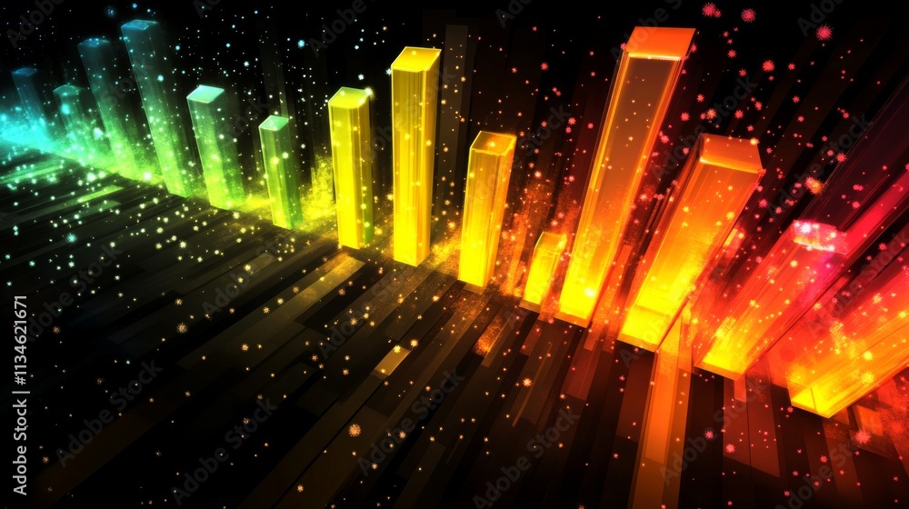 Aufkleber colorful sound waves visualization with neon bars and sparkles
