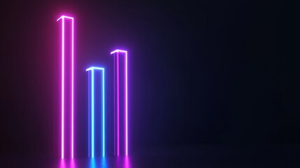 Obraz premium Neon Light Bars in Pink and Blue with Dark Background