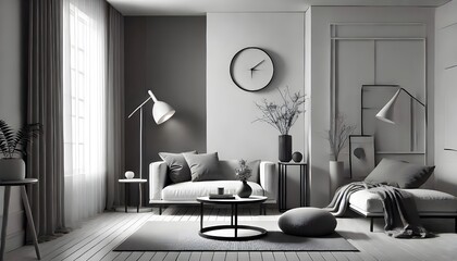 Minimalist Gray and White Living Room.