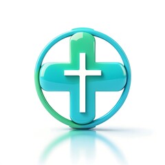 Obraz premium Aqua Teal Cross Icon 
