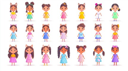 Diverse Cartoon Children Characters Collection